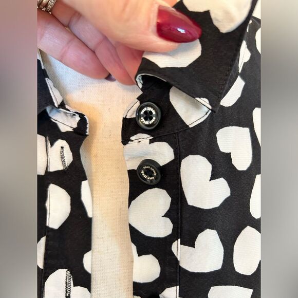 Kate Spade Women's New York Dancing Hearts Button Down Blouse Size Large EUC - Picture 5 of 6